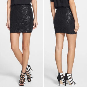 Ann Taylor black sequin sparkly mini skirt pockets Sz 12